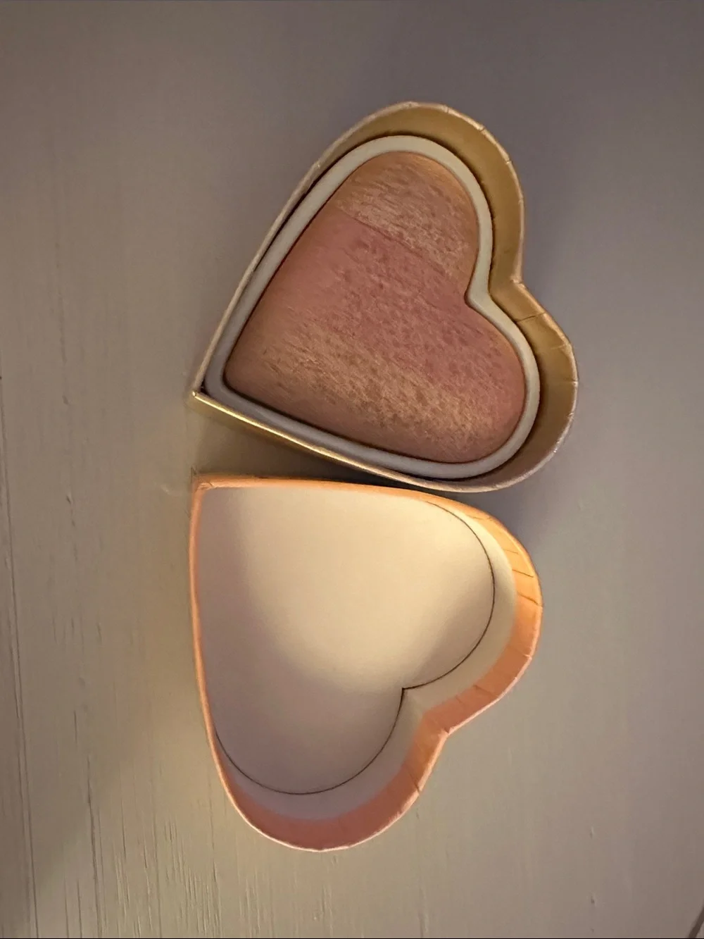 Too Faced Peach Heart Compact with Gold Details